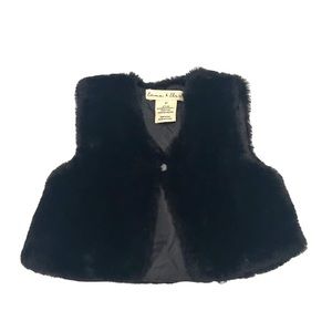Emma & Elsa | Toddler Girl’s Black Faux Fur Vest Size 2T
